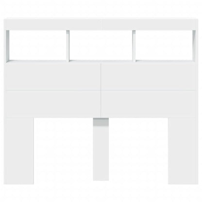 vidaXL Headboard Cabinet with LED White 120x17x102 cm
