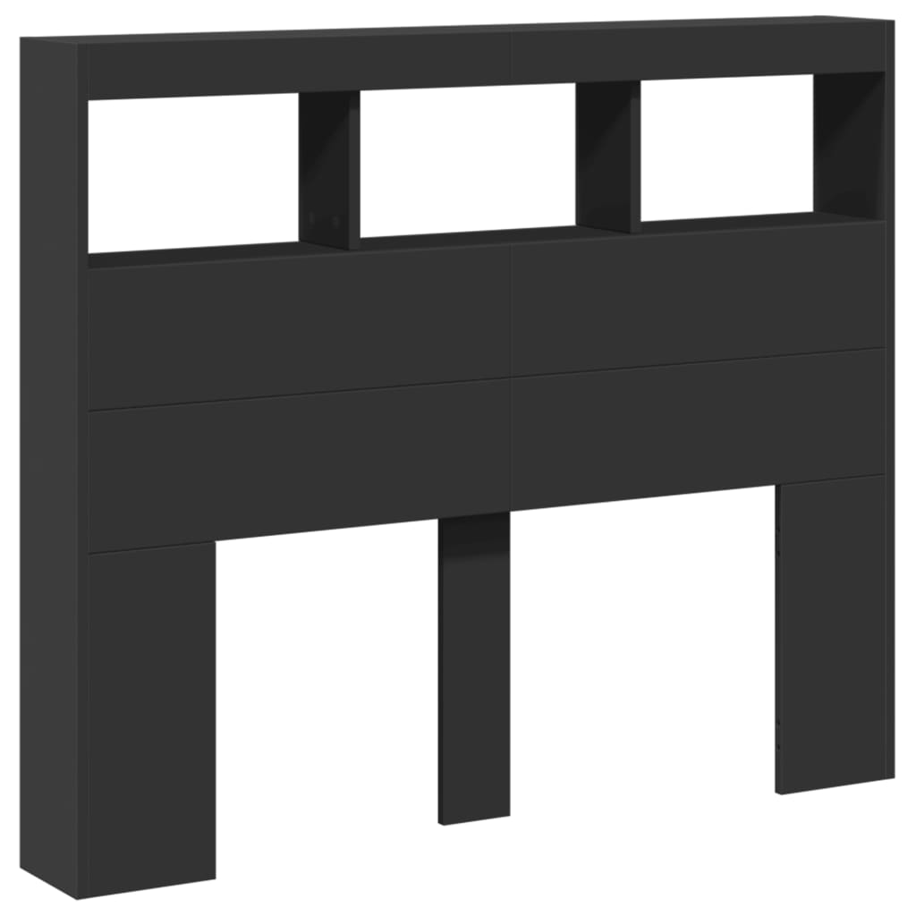 vidaXL Headboard Cabinet with LED Black 120x17x102 cm