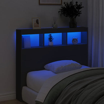 vidaXL Headboard Cabinet with LED Black 120x17x102 cm