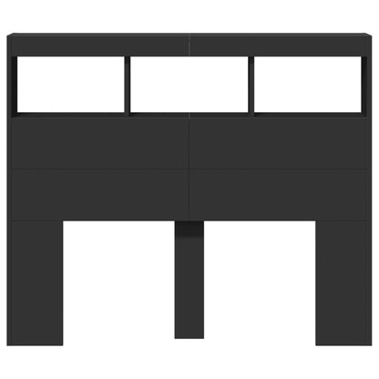 vidaXL Headboard Cabinet with LED Black 120x17x102 cm