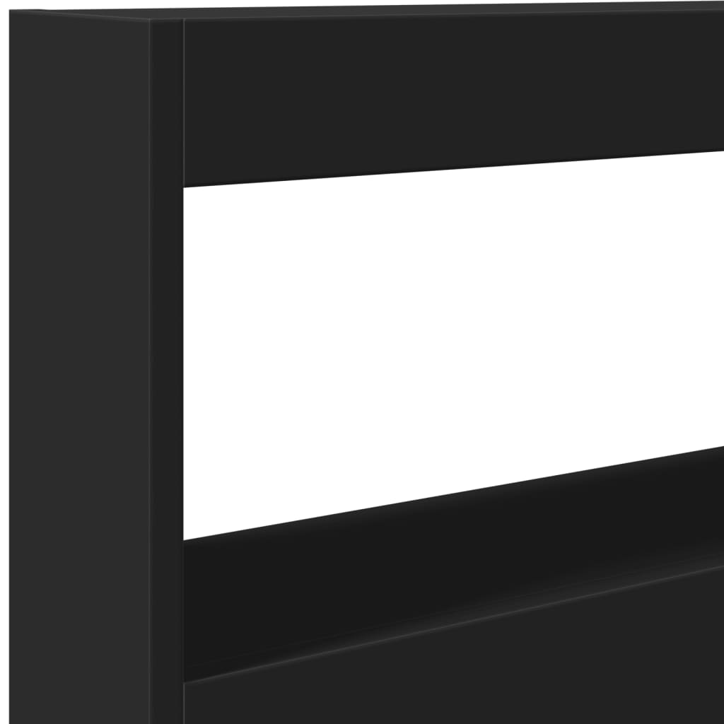 vidaXL Headboard Cabinet with LED Black 120x17x102 cm