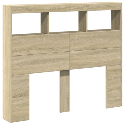 vidaXL Headboard Cabinet with LED Sonoma Oak 120x17x102 cm