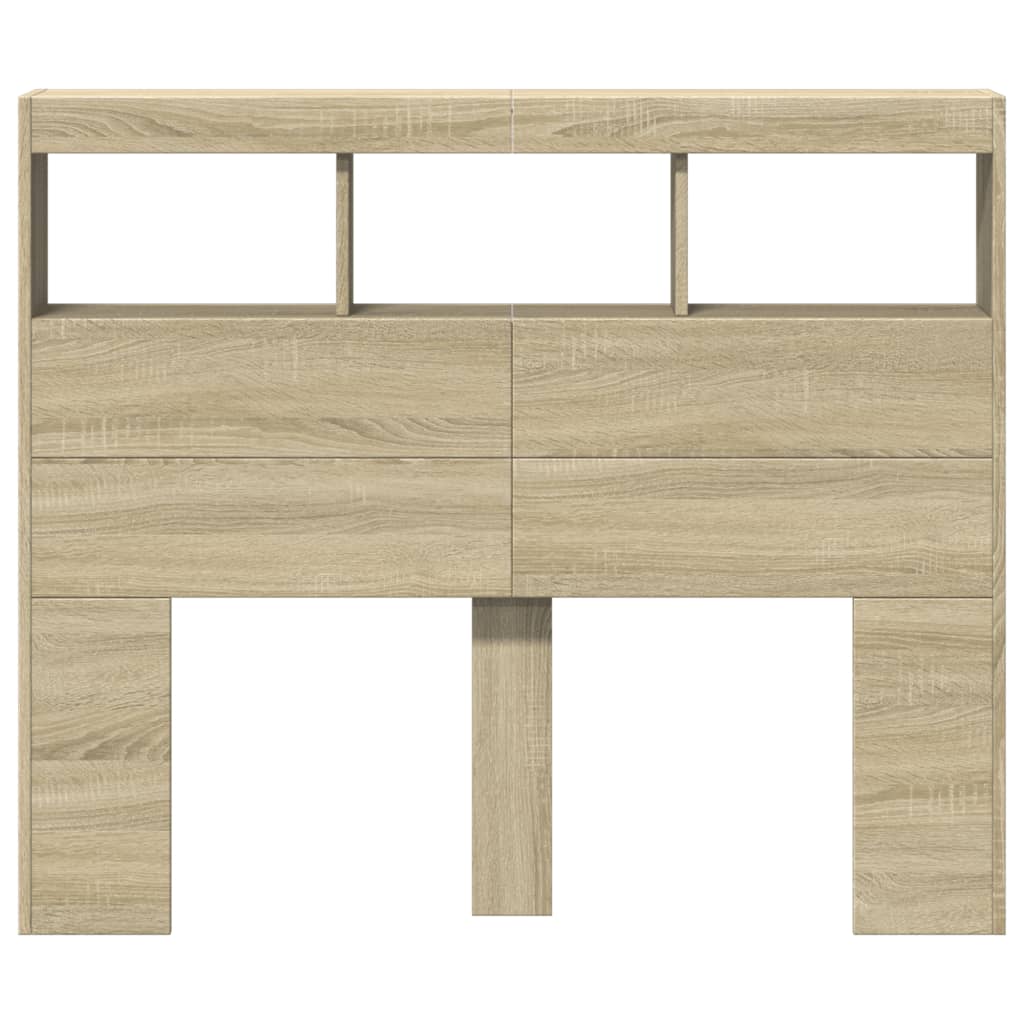 vidaXL Headboard Cabinet with LED Sonoma Oak 120x17x102 cm