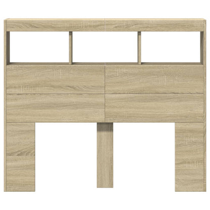 vidaXL Headboard Cabinet with LED Sonoma Oak 120x17x102 cm