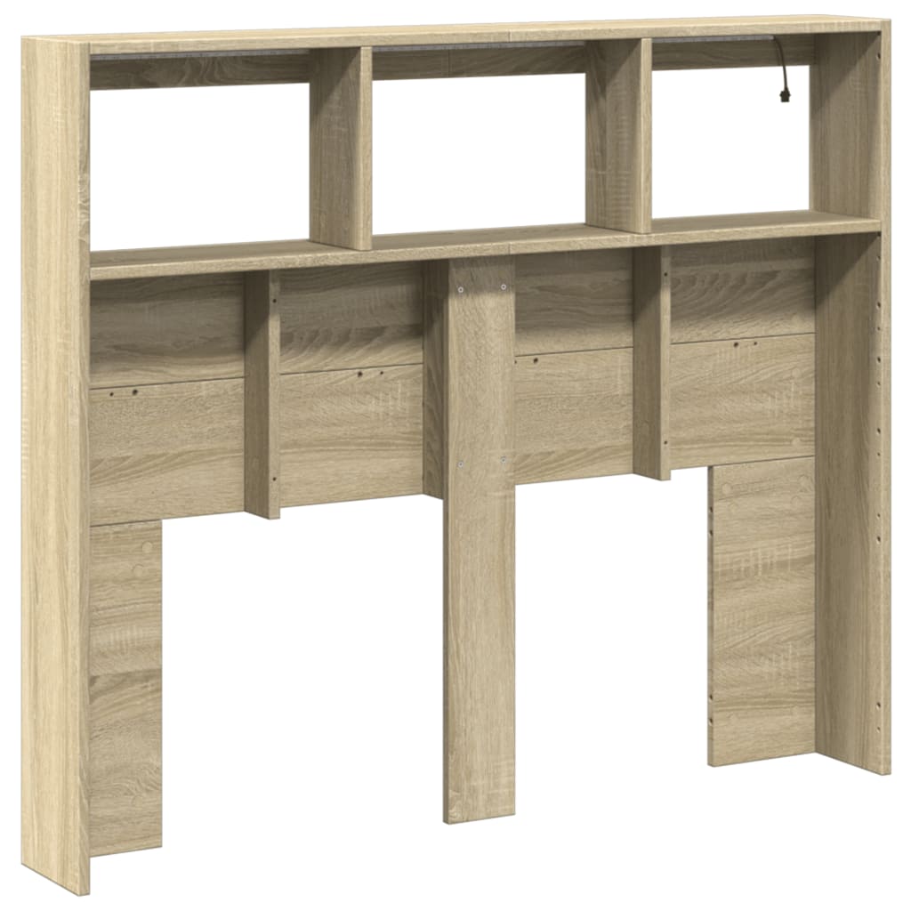 vidaXL Headboard Cabinet with LED Sonoma Oak 120x17x102 cm