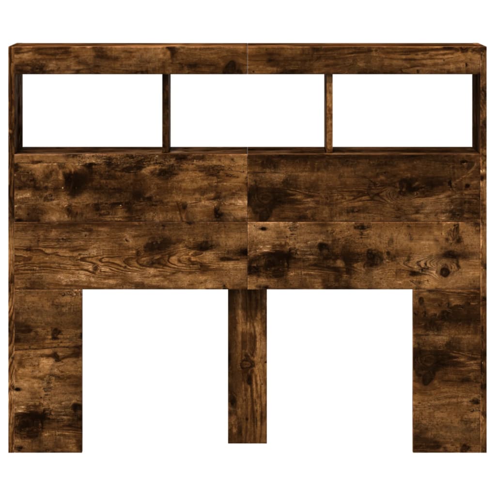 vidaXL Headboard Cabinet with LED Smoked Oak 120x17x102 cm