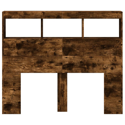 vidaXL Headboard Cabinet with LED Smoked Oak 120x17x102 cm