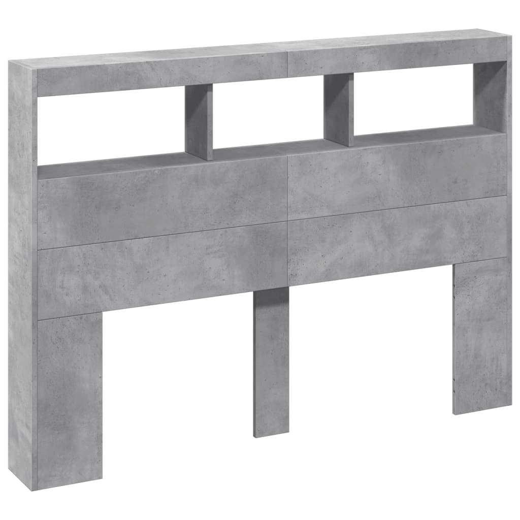 vidaXL Headboard Cabinet with LED Concrete Grey 140x17x102 cm