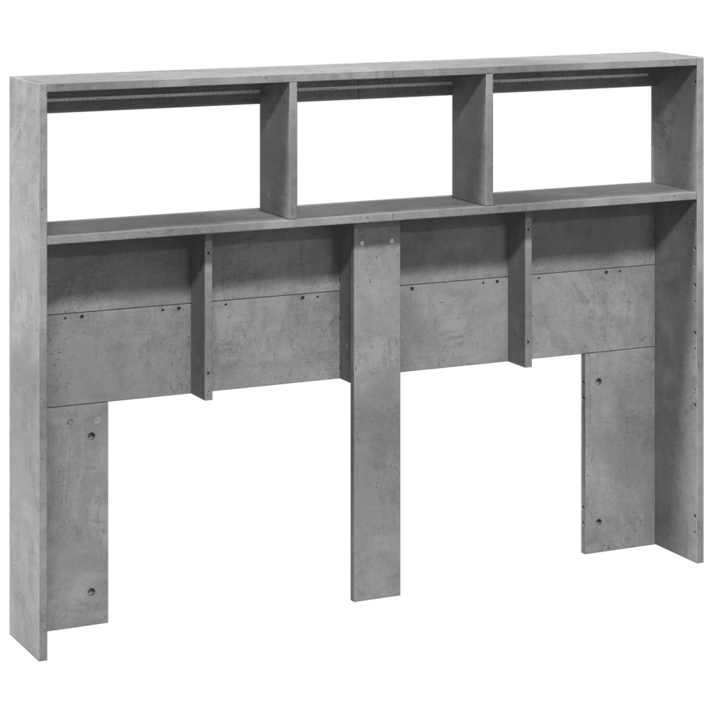 vidaXL Headboard Cabinet with LED Concrete Grey 140x17x102 cm