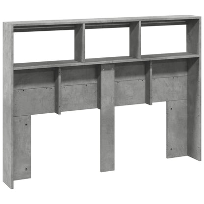 vidaXL Headboard Cabinet with LED Concrete Grey 140x17x102 cm