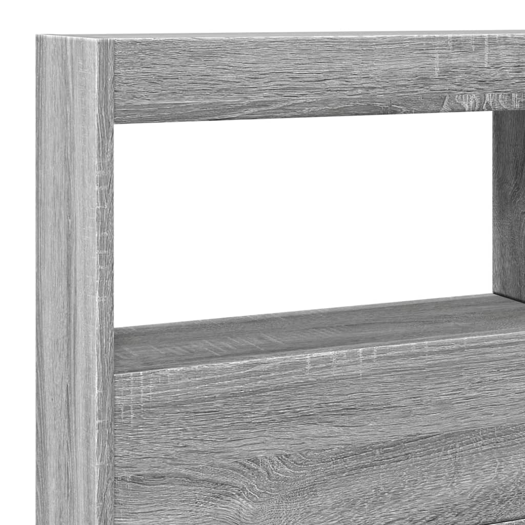 vidaXL Headboard Cabinet with LED Grey Sonoma 140x17x102 cm