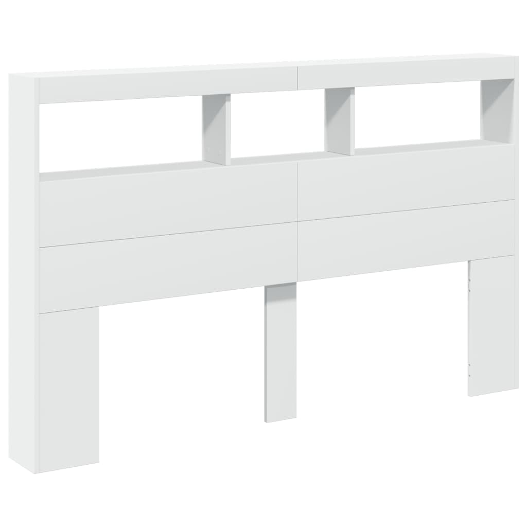 vidaXL Headboard Cabinet with LED White 160x17x102 cm