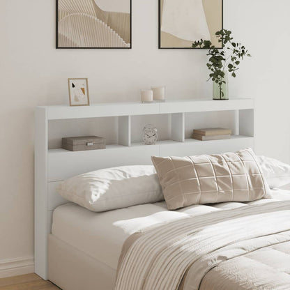 vidaXL Headboard Cabinet with LED White 160x17x102 cm