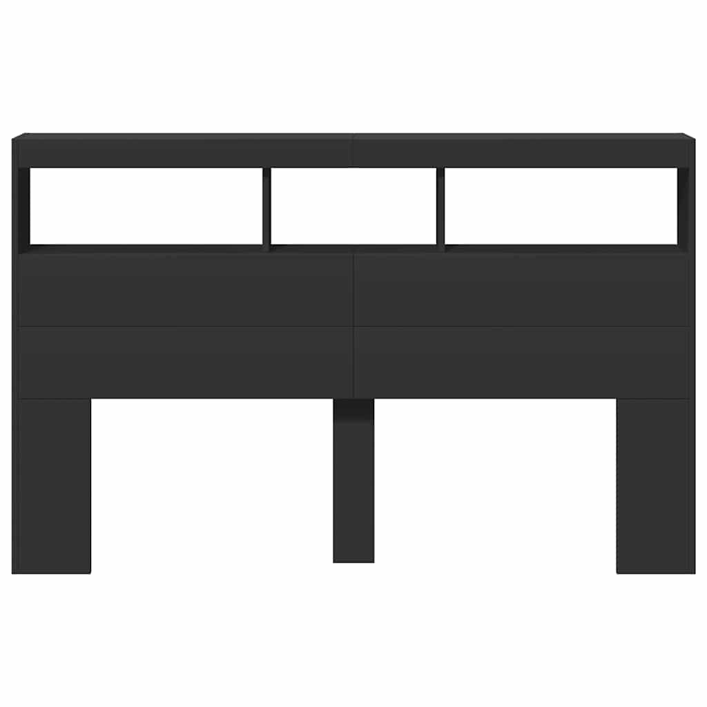 vidaXL Headboard Cabinet with LED Black 160x17x102 cm