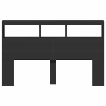 vidaXL Headboard Cabinet with LED Black 160x17x102 cm
