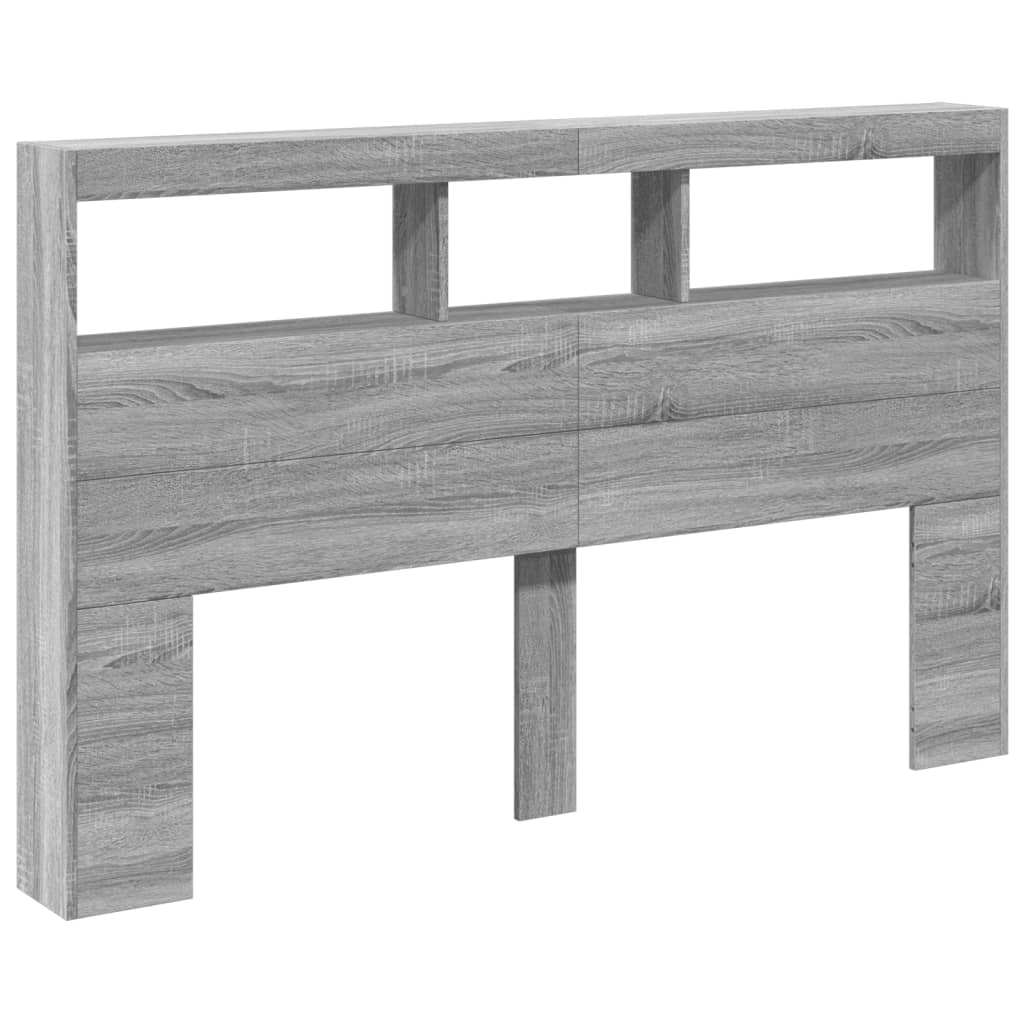 vidaXL Headboard Cabinet with LED Grey Sonoma 160x17x102 cm