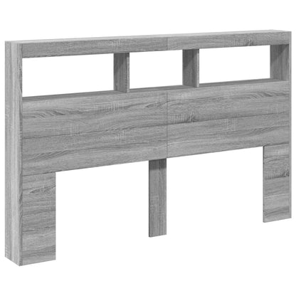 vidaXL Headboard Cabinet with LED Grey Sonoma 160x17x102 cm