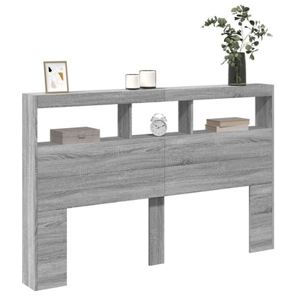 vidaXL Headboard Cabinet with LED Grey Sonoma 160x17x102 cm