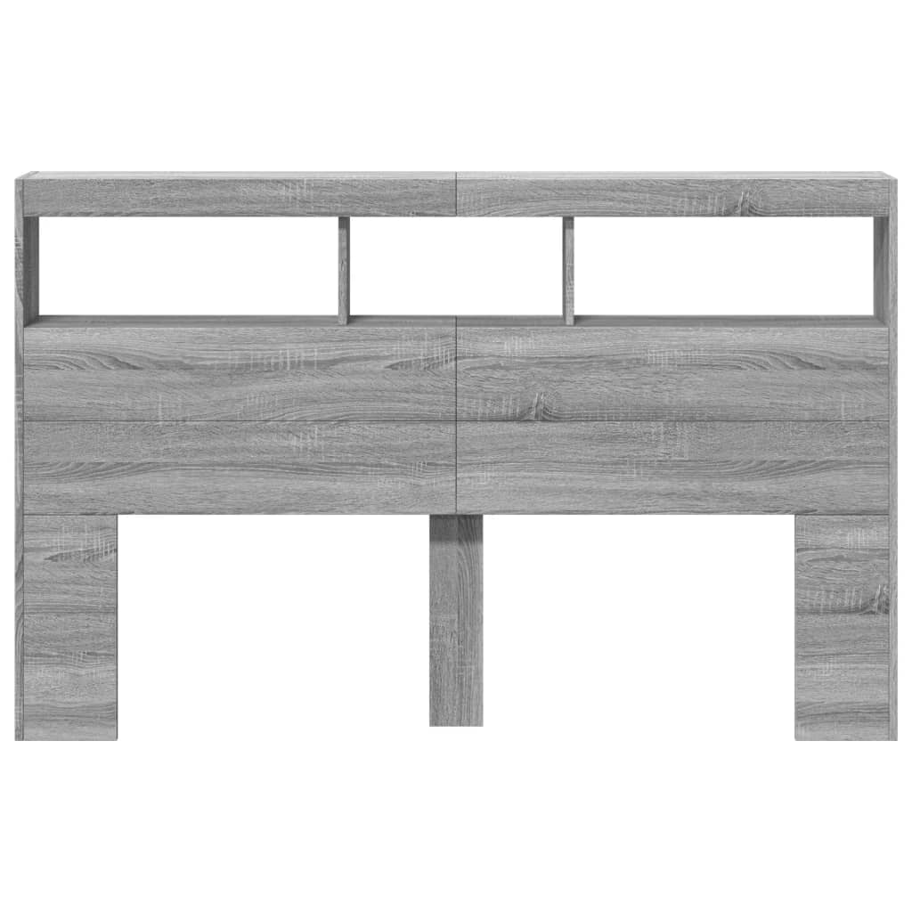 vidaXL Headboard Cabinet with LED Grey Sonoma 160x17x102 cm