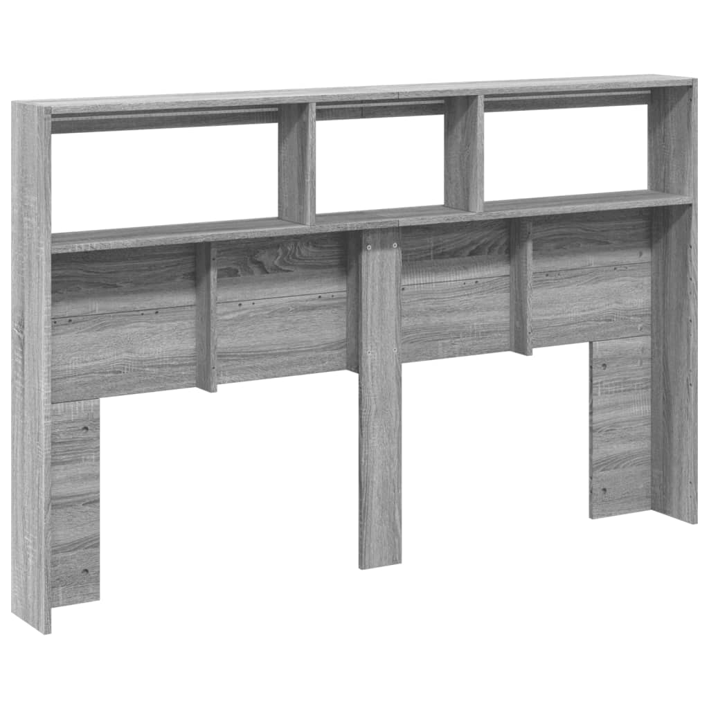 vidaXL Headboard Cabinet with LED Grey Sonoma 160x17x102 cm
