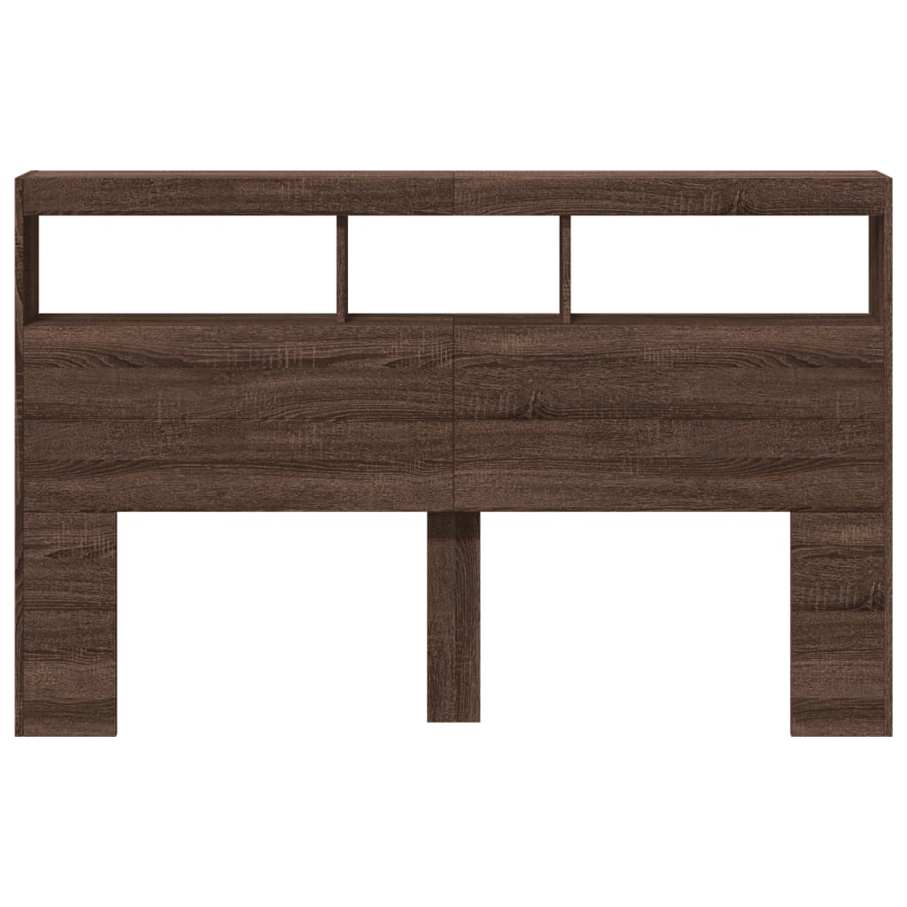 vidaXL Headboard Cabinet with LED Brown Oak 160x17x102 cm