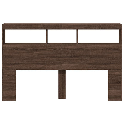 vidaXL Headboard Cabinet with LED Brown Oak 160x17x102 cm