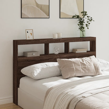 vidaXL Headboard Cabinet with LED Brown Oak 160x17x102 cm