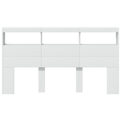 vidaXL Headboard Cabinet with LED White 180x17x102 cm