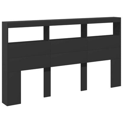 vidaXL Headboard Cabinet | Black | Engineered wood | 180x17x102 cm