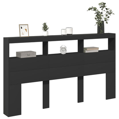vidaXL Headboard Cabinet | Black | Engineered wood | 180x17x102 cm