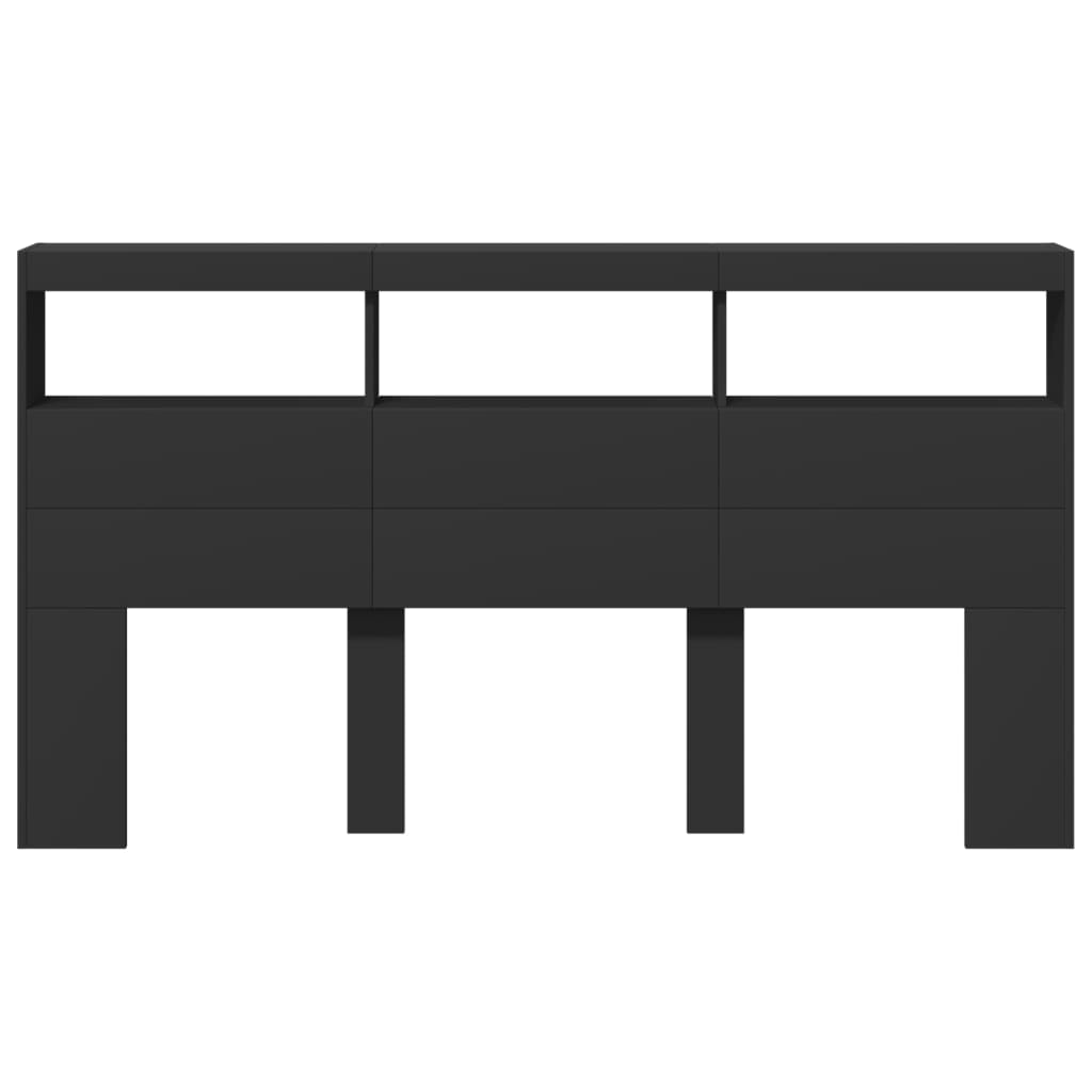 vidaXL Headboard Cabinet | Black | Engineered wood | 180x17x102 cm