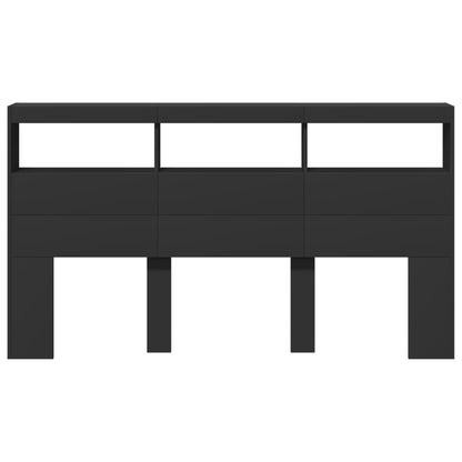 vidaXL Headboard Cabinet | Black | Engineered wood | 180x17x102 cm