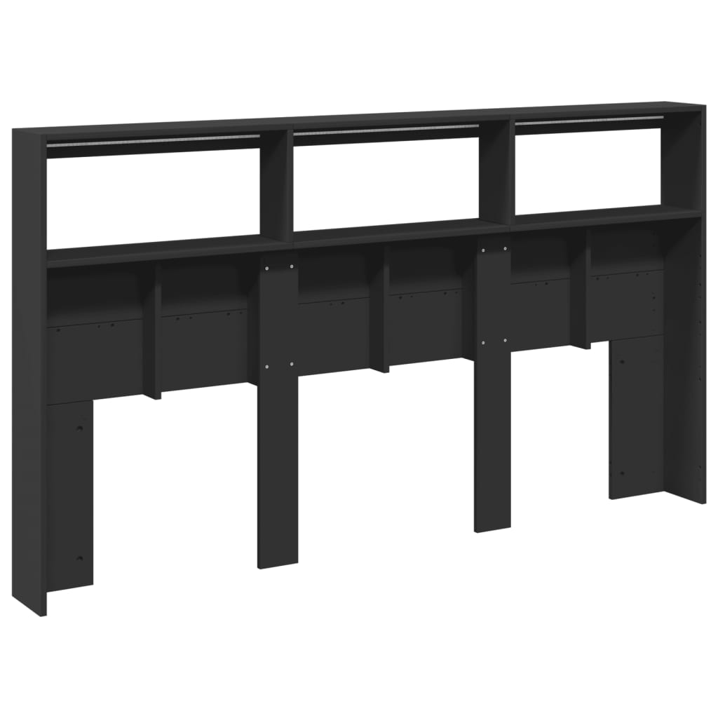 vidaXL Headboard Cabinet | Black | Engineered wood | 180x17x102 cm