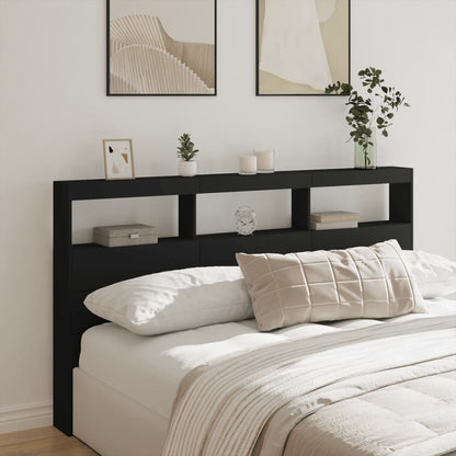 vidaXL Headboard Cabinet | Black | Engineered wood | 180x17x102 cm