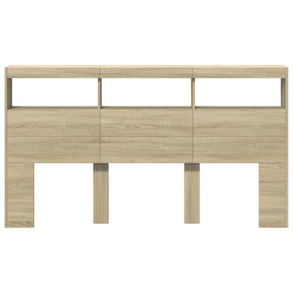 vidaXL Headboard Cabinet with LED Sonoma Oak 180x17x102 cm