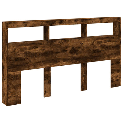 vidaXL Headboard Cabinet with LED Smoked Oak 180x17x102 cm