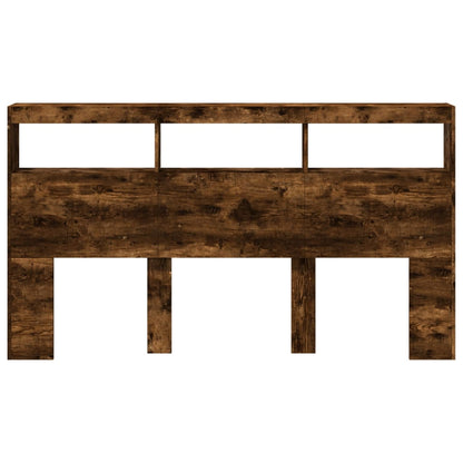 vidaXL Headboard Cabinet with LED Smoked Oak 180x17x102 cm