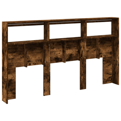 vidaXL Headboard Cabinet with LED Smoked Oak 180x17x102 cm