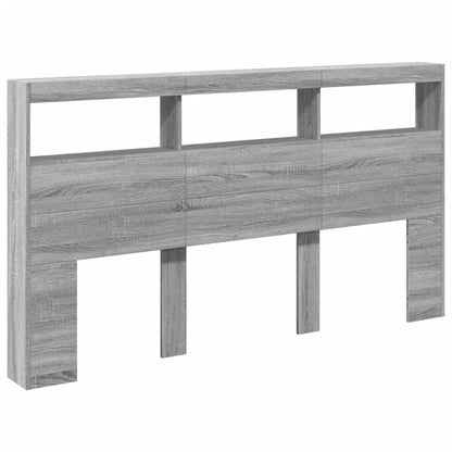 vidaXL Headboard Cabinet with LED Grey Sonoma 180x17x102 cm