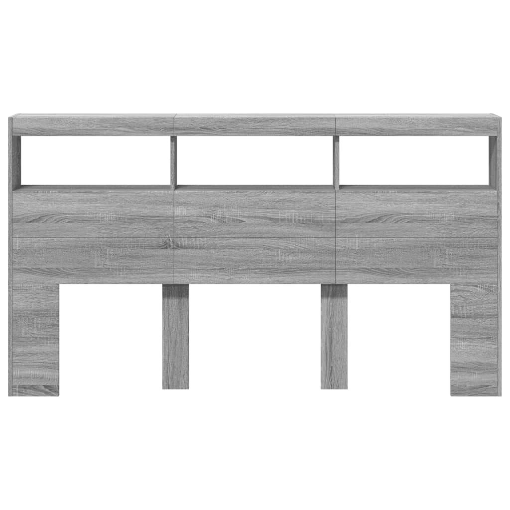 vidaXL Headboard Cabinet with LED Grey Sonoma 180x17x102 cm