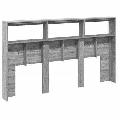 vidaXL Headboard Cabinet with LED Grey Sonoma 180x17x102 cm