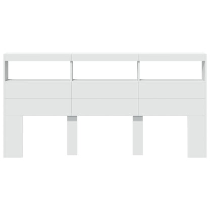 vidaXL Headboard Cabinet with LED White 200x17x102 cm