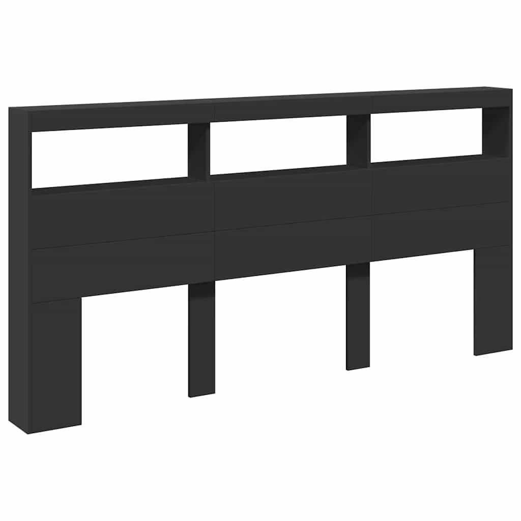 vidaXL Headboard Cabinet with LED Black 200x17x102 cm