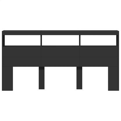 vidaXL Headboard Cabinet with LED Black 200x17x102 cm