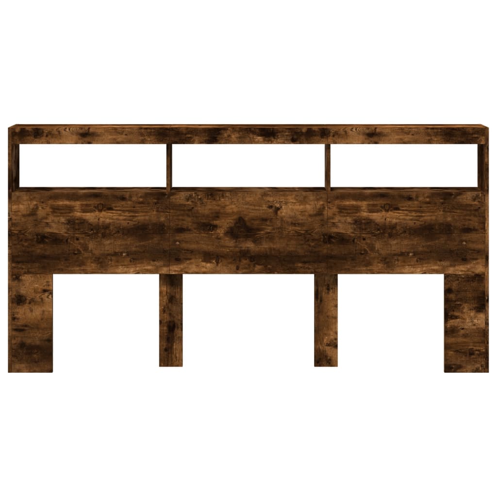 vidaXL Headboard Cabinet with LED Smoked Oak 200x17x102 cm