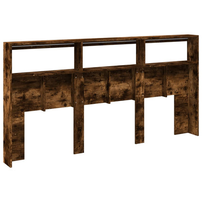 vidaXL Headboard Cabinet with LED Smoked Oak 200x17x102 cm