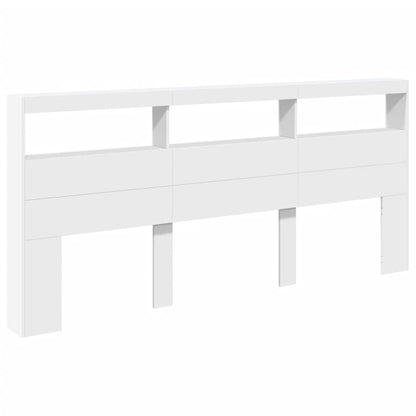 vidaXL Headboard Cabinet with LED White 220x17x102 cm