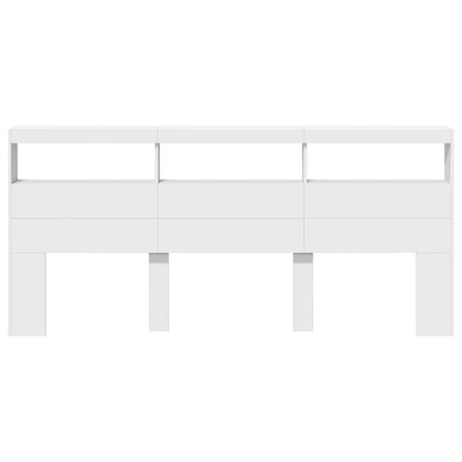 vidaXL Headboard Cabinet with LED White 220x17x102 cm