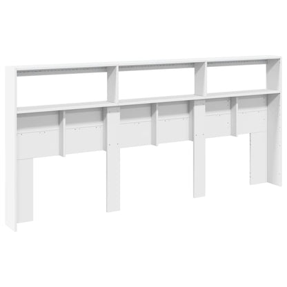 vidaXL Headboard Cabinet with LED White 220x17x102 cm