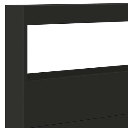 vidaXL Headboard Cabinet with LED Black 220x17x102 cm